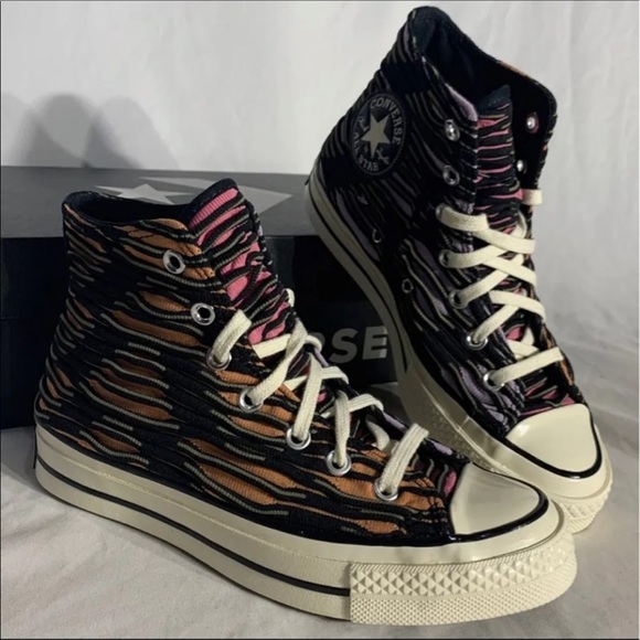 Converse Chuck 70 High Top Shoes Black Multicolored New Without Box Womans 6.5 - Picture 4 of 10